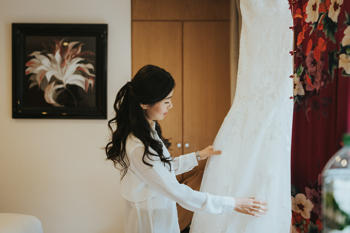 missenden abbey bride checking the dress