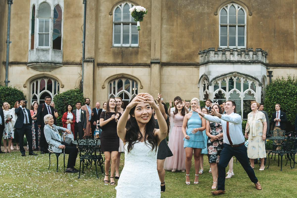missenden abbey wedding bouquet toss