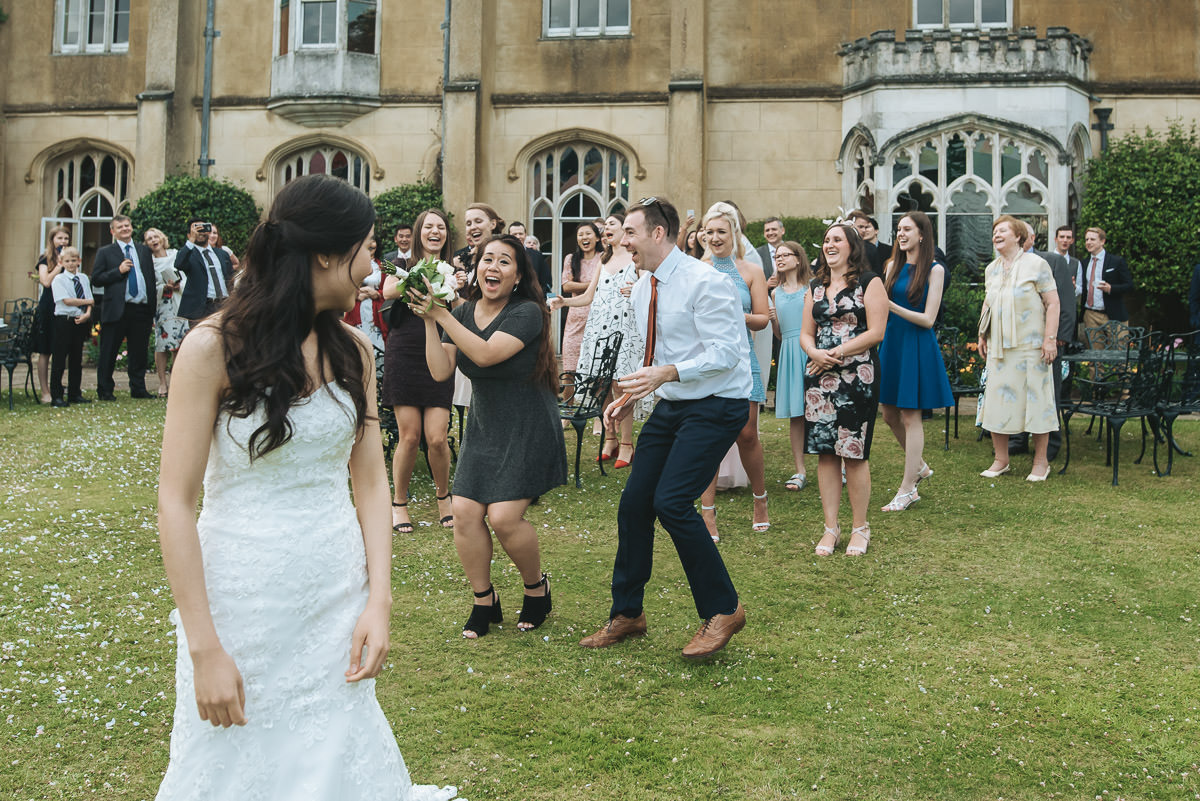 missenden abbey wedding bouquet toss
