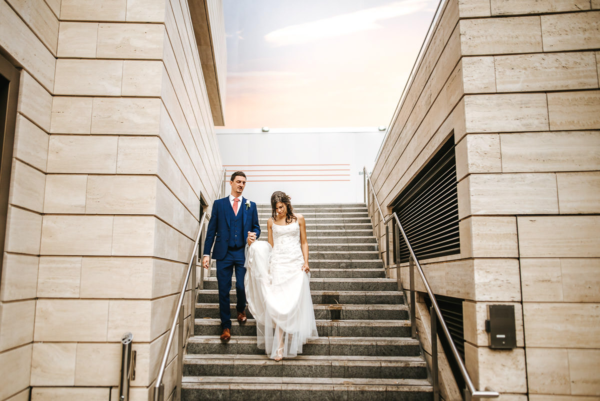 city london wedding bride and groom on the streets
