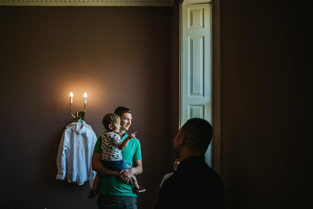 boys getting ready at morden hall wedding