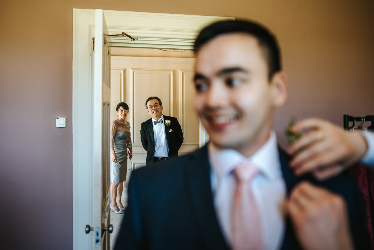 boys getting ready at morden hall wedding