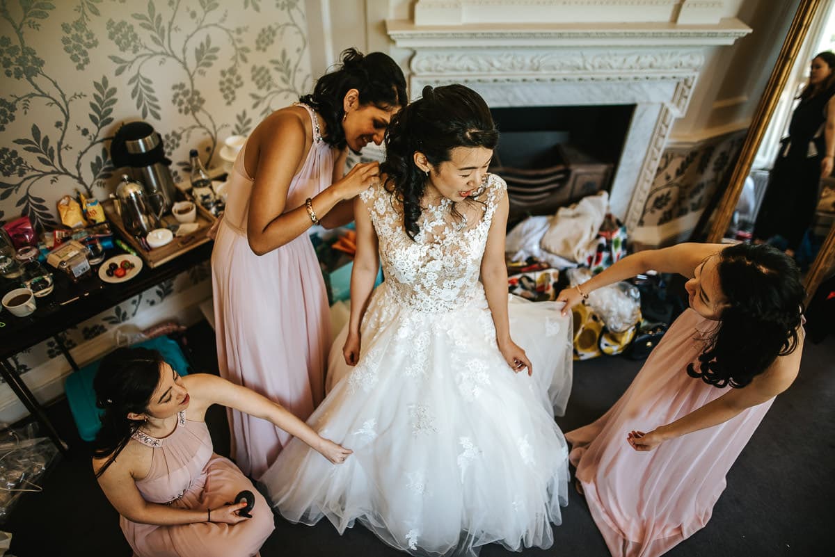 final checkup of the wedding dress at morden hall
