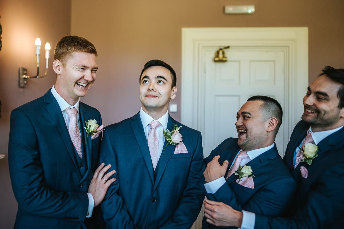 boys getting ready at morden hall wedding