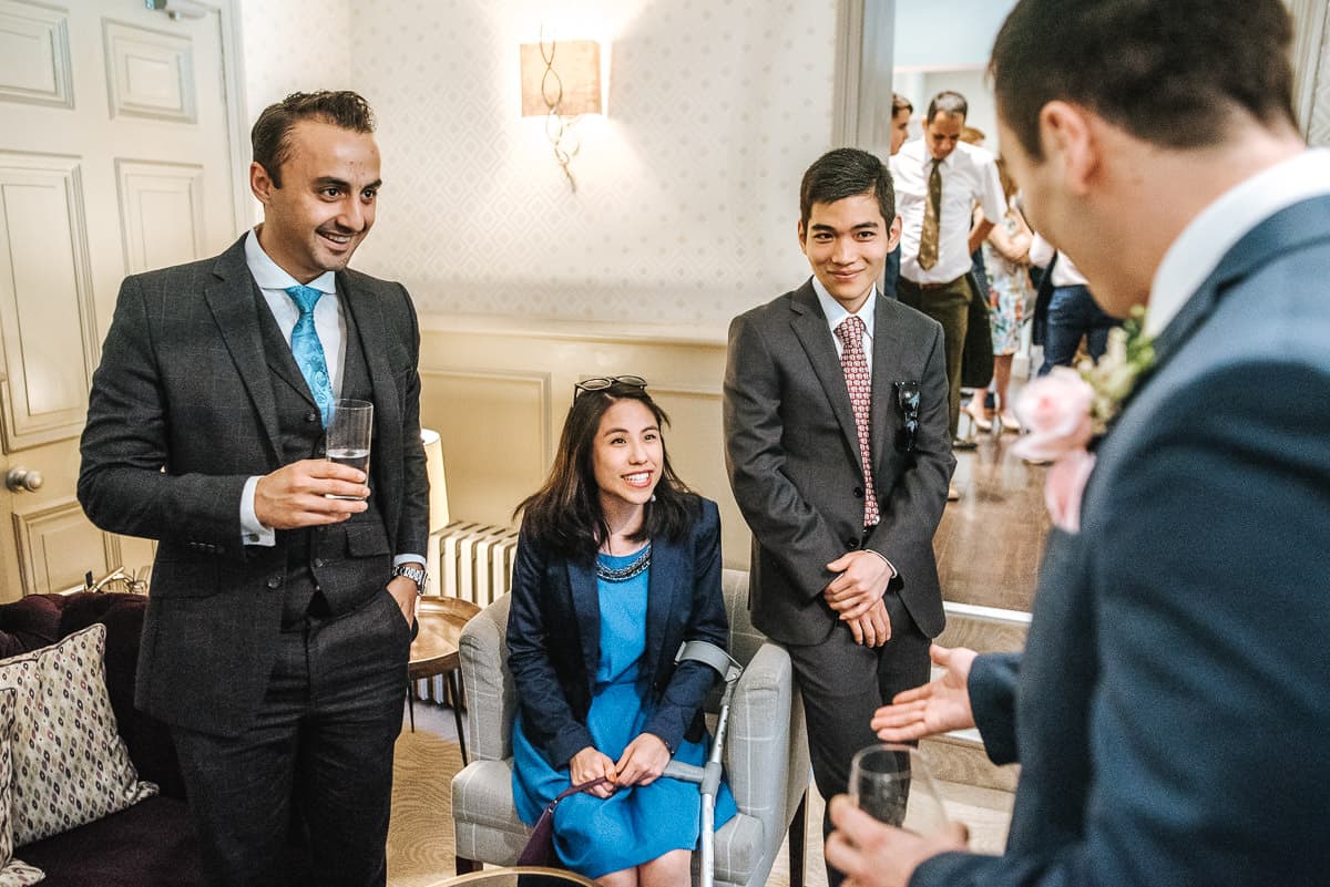 wedding guests gathering at orden hall