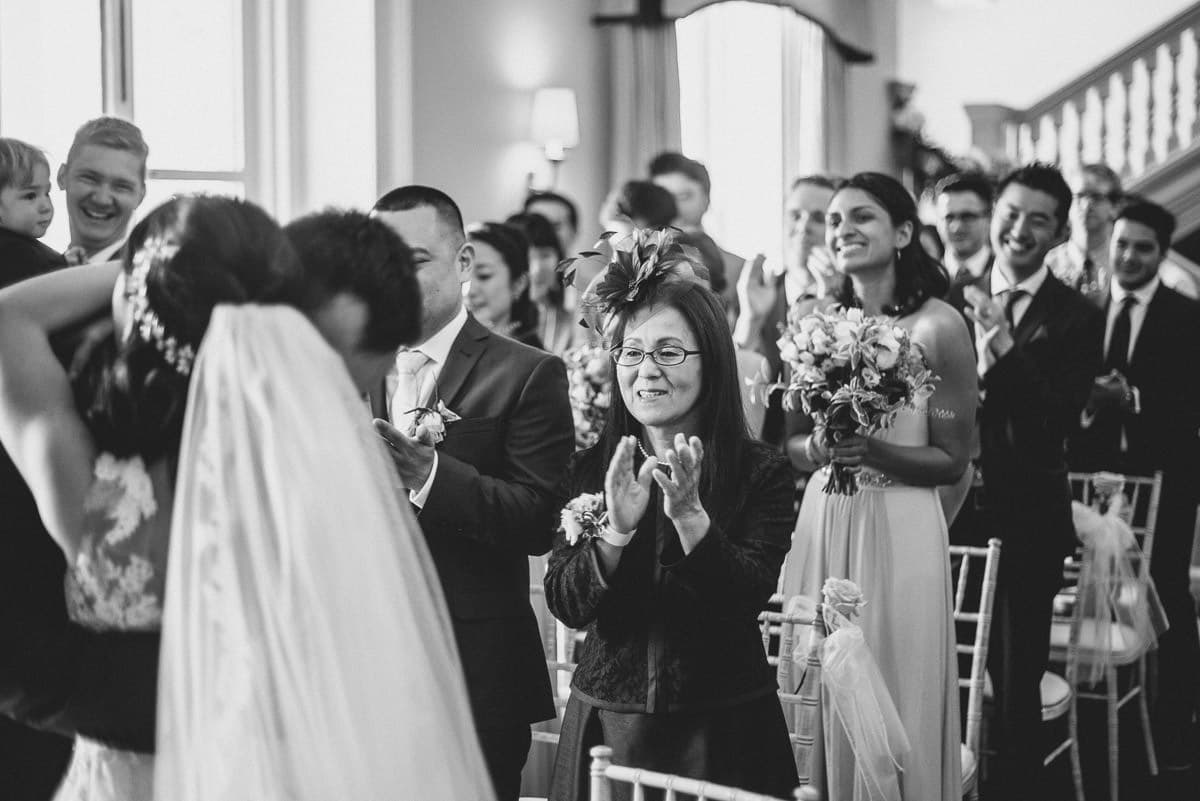 wedding guests clapping