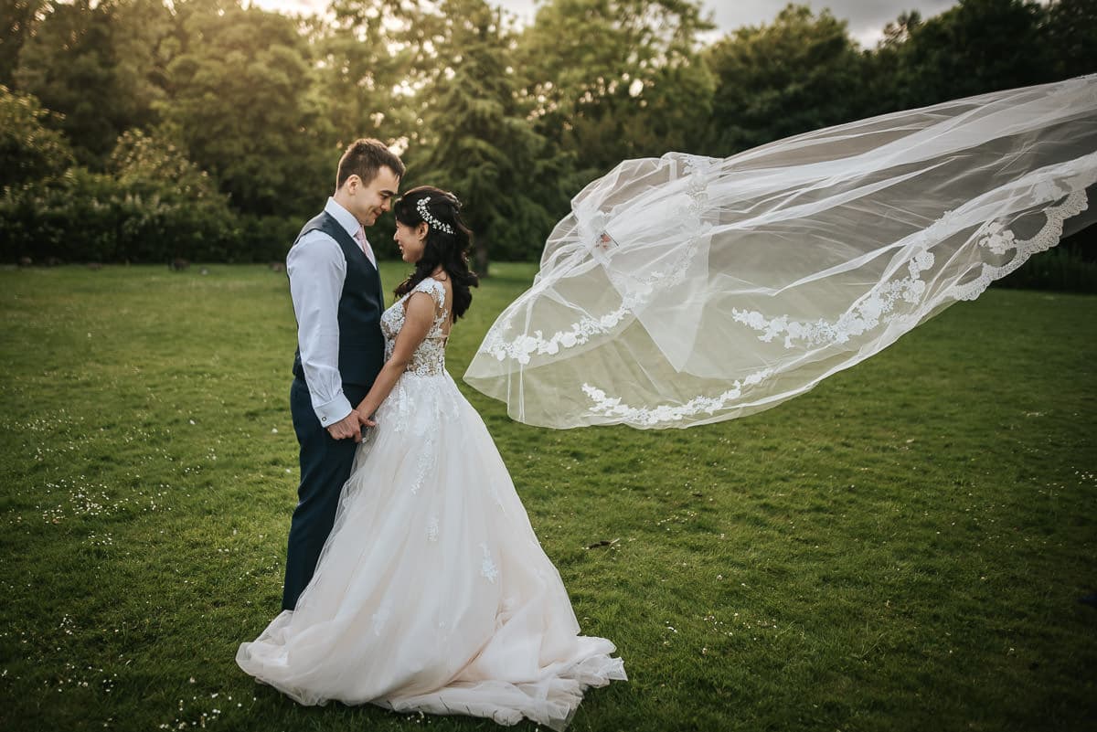 morden hall wedding veil flying away
