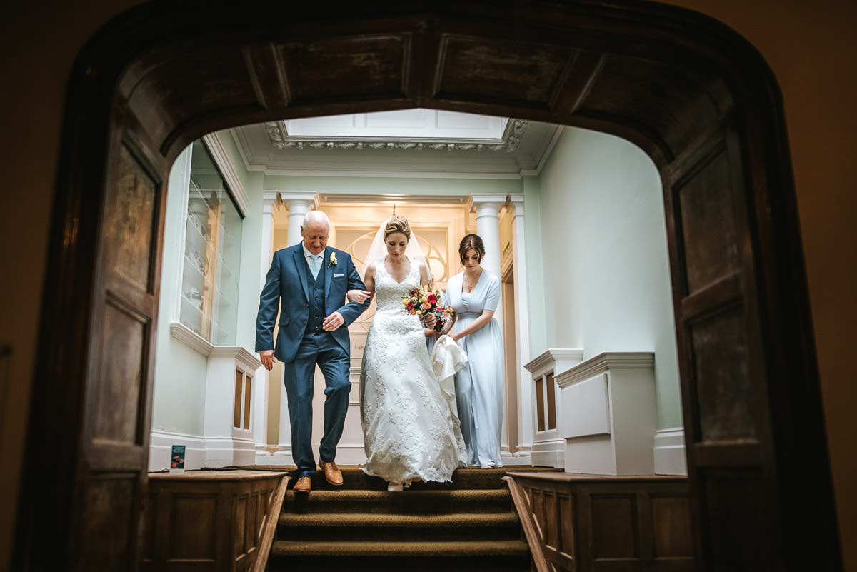 norton park wedding getting ready bride and dad