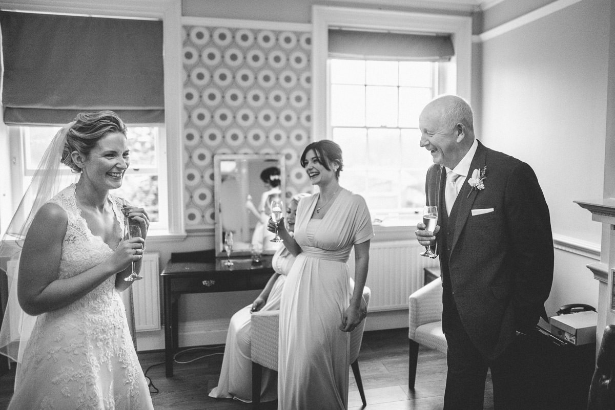 norton park wedding getting ready champagne