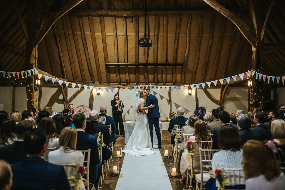 norton park wedding ceremony kiss