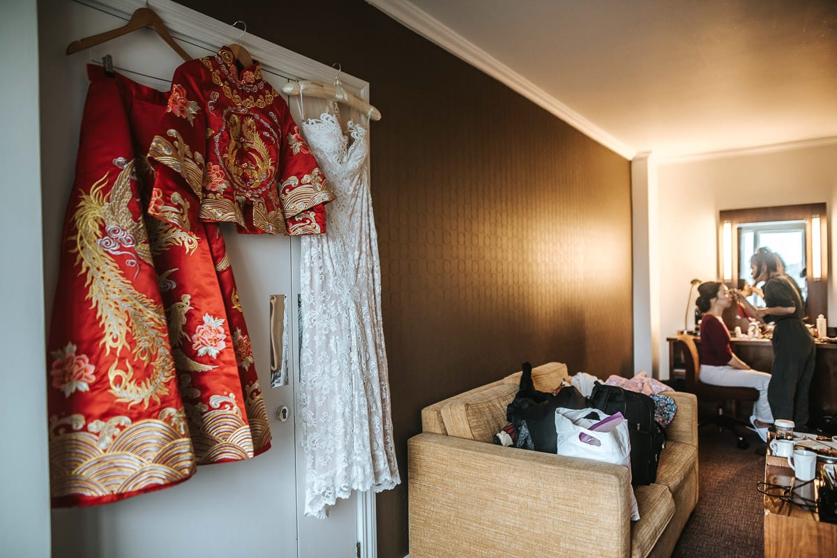 chinese wedding photography london dress hanging