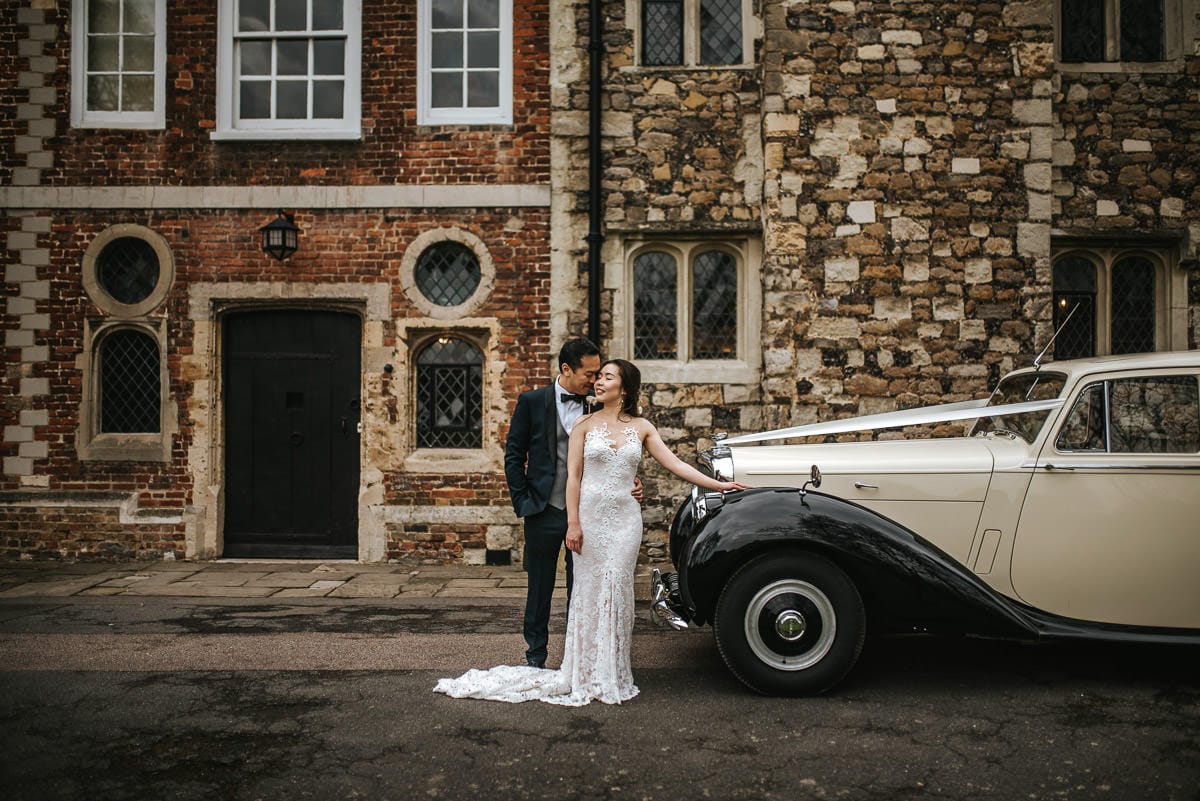 chinese wedding london hall place bexley bride and groom by the bentley