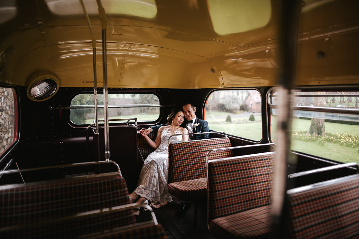 chinese wedding london hall place chilling on the bus