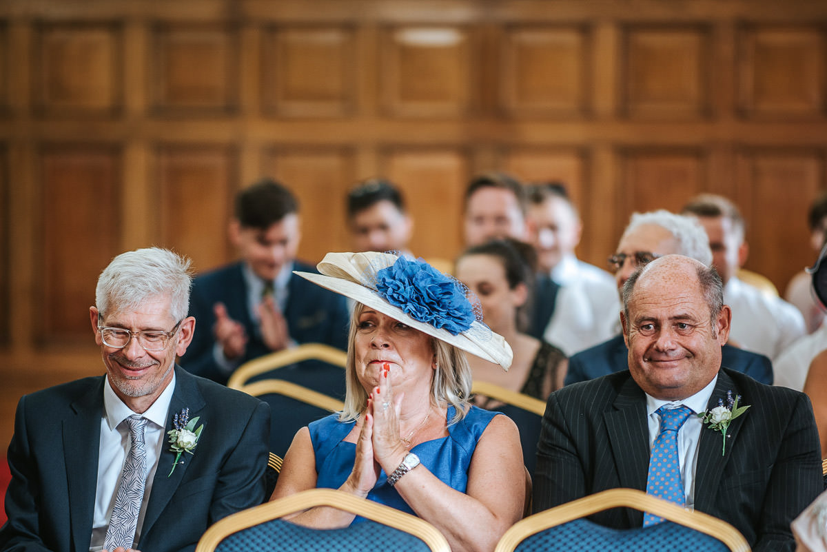 islington town hall wedding ceremony guest clapping