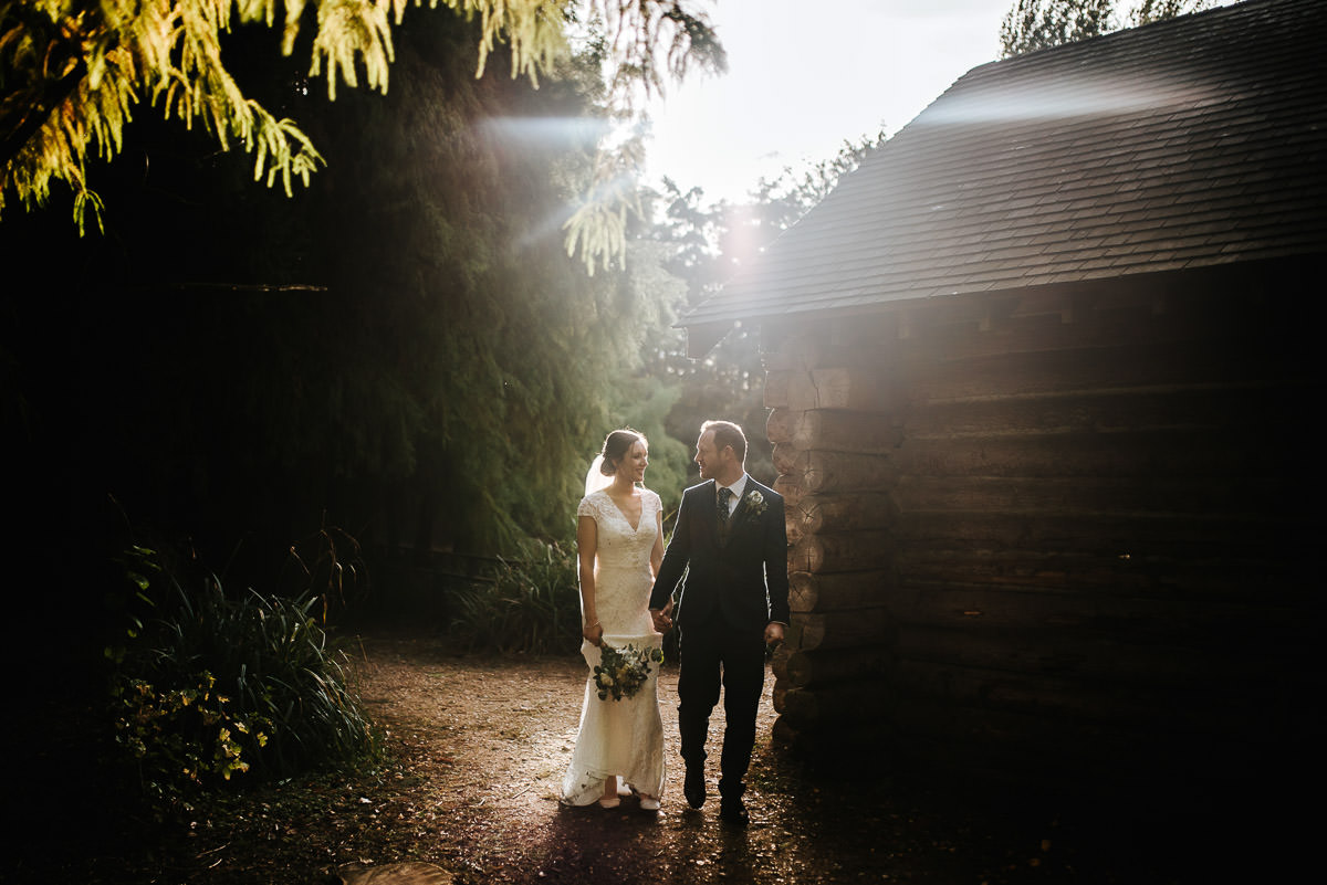 london wetland centre wedding bride and groom walking