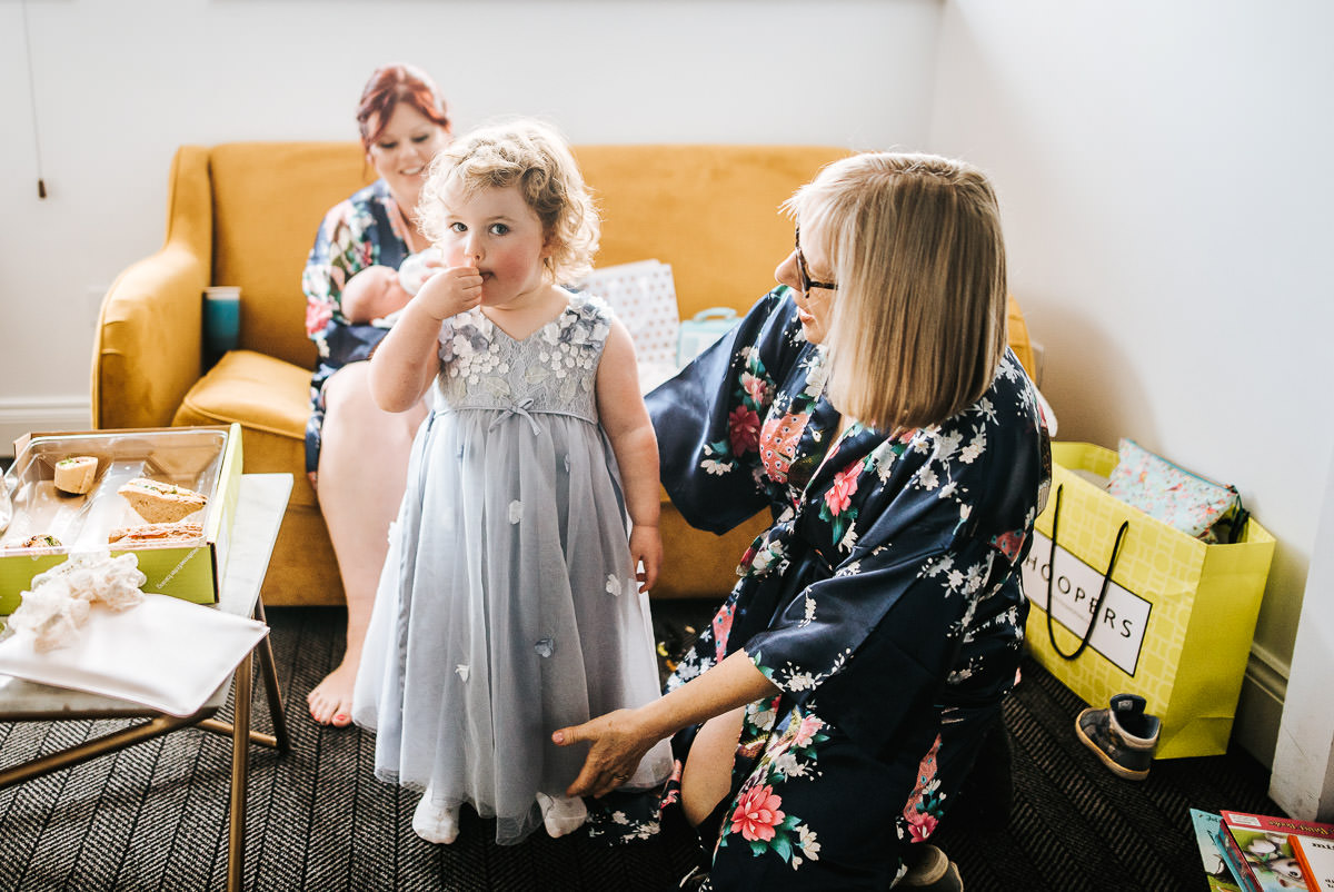 london wetland centre wedding getting ready flower girl dressed