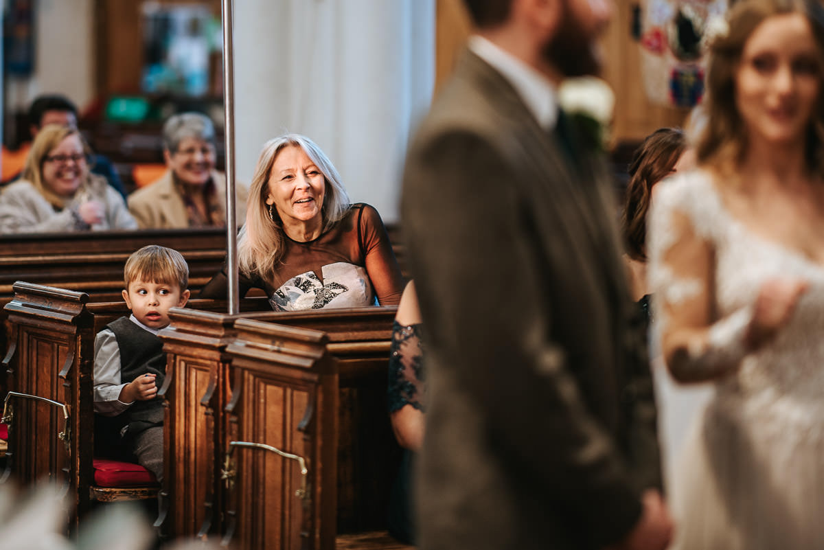 hertfordshire wedding photos ceremony brides mother laughing