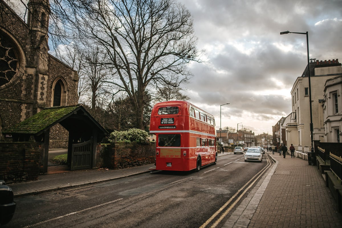 hertfordshire wedding photos ceremony bus