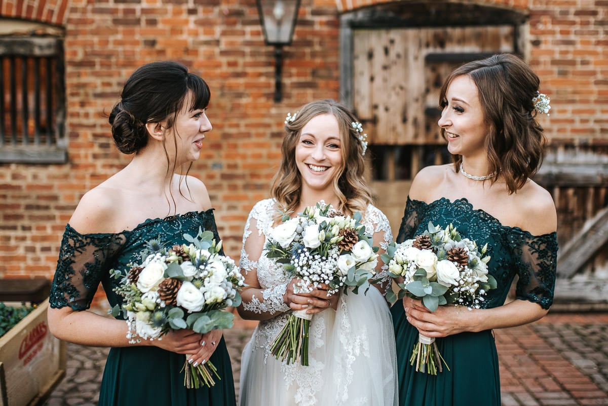 tewin bury farm wedding bride and bridesmaids