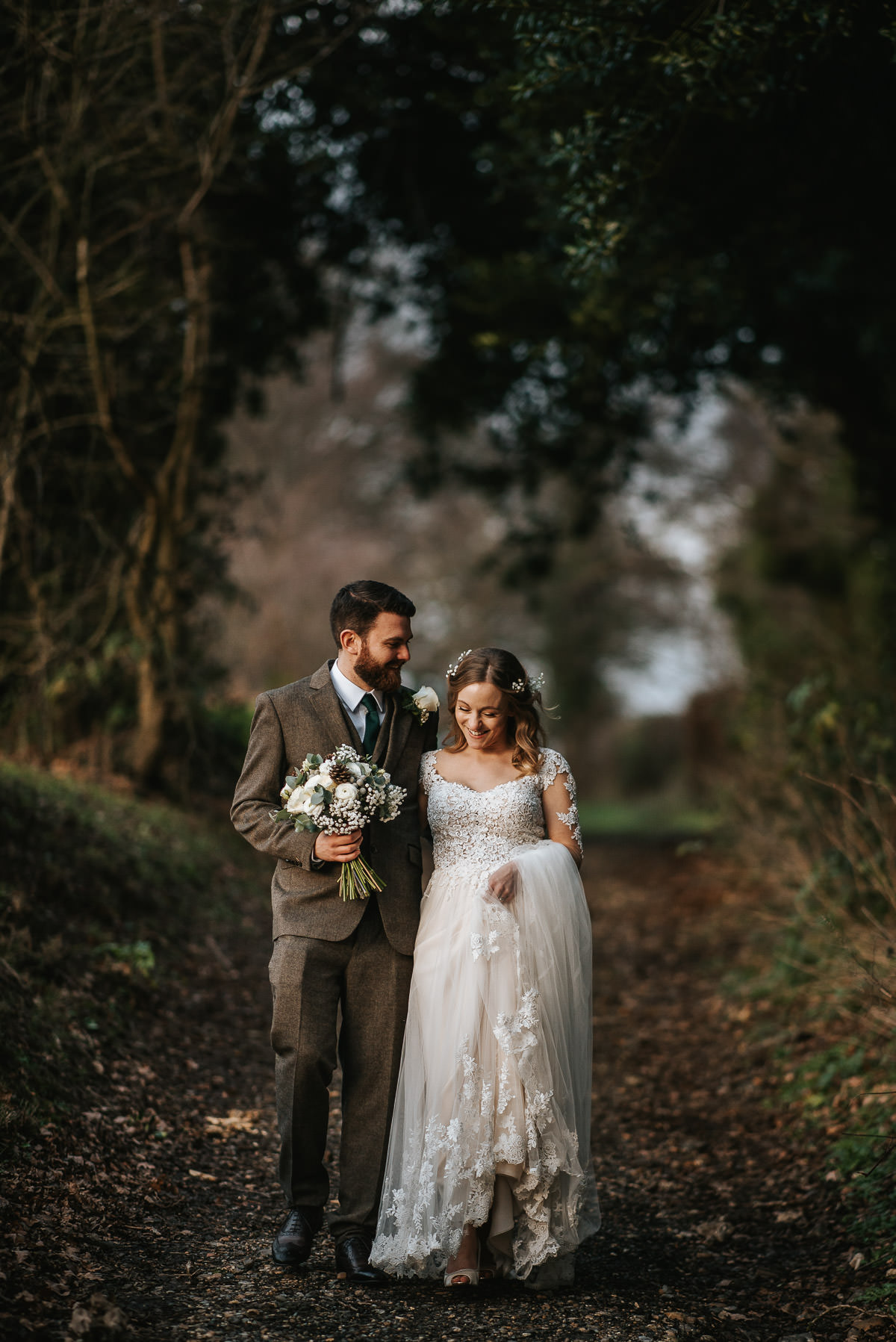 tewin bury farm wedding couple shoot walking