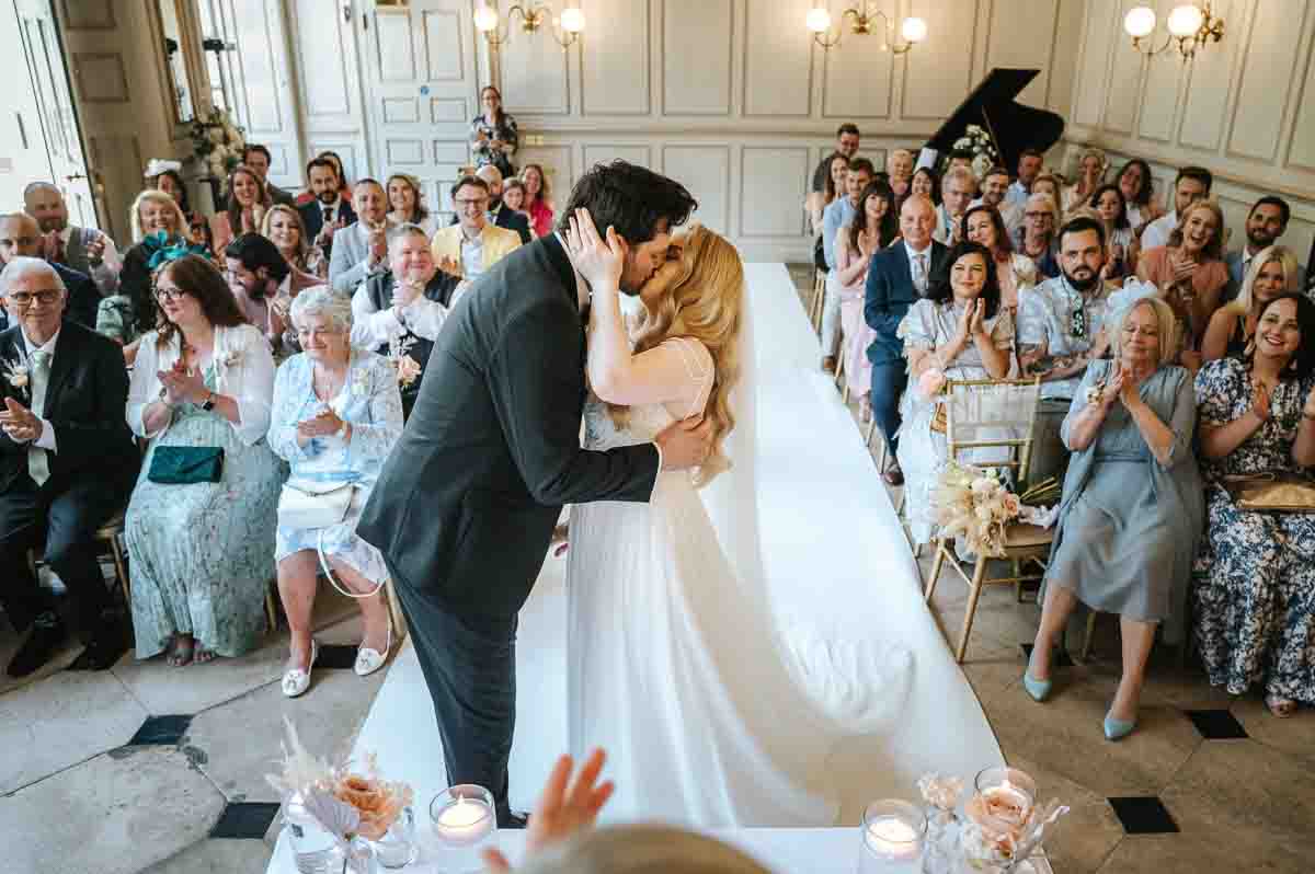 gosfield hall wedding first kiss