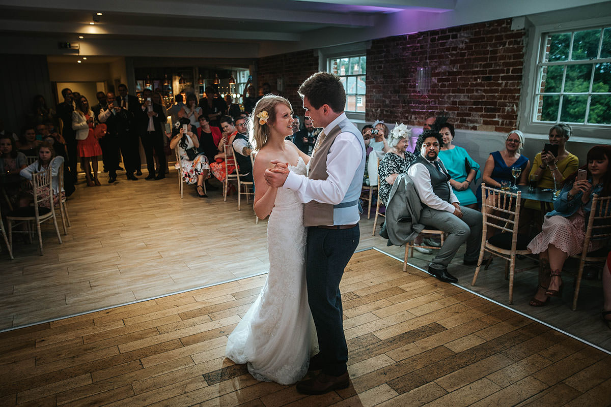 sopley mill wedding first dance by the bride and groom