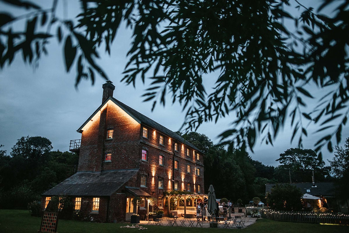 sopley mill wedding venue by night