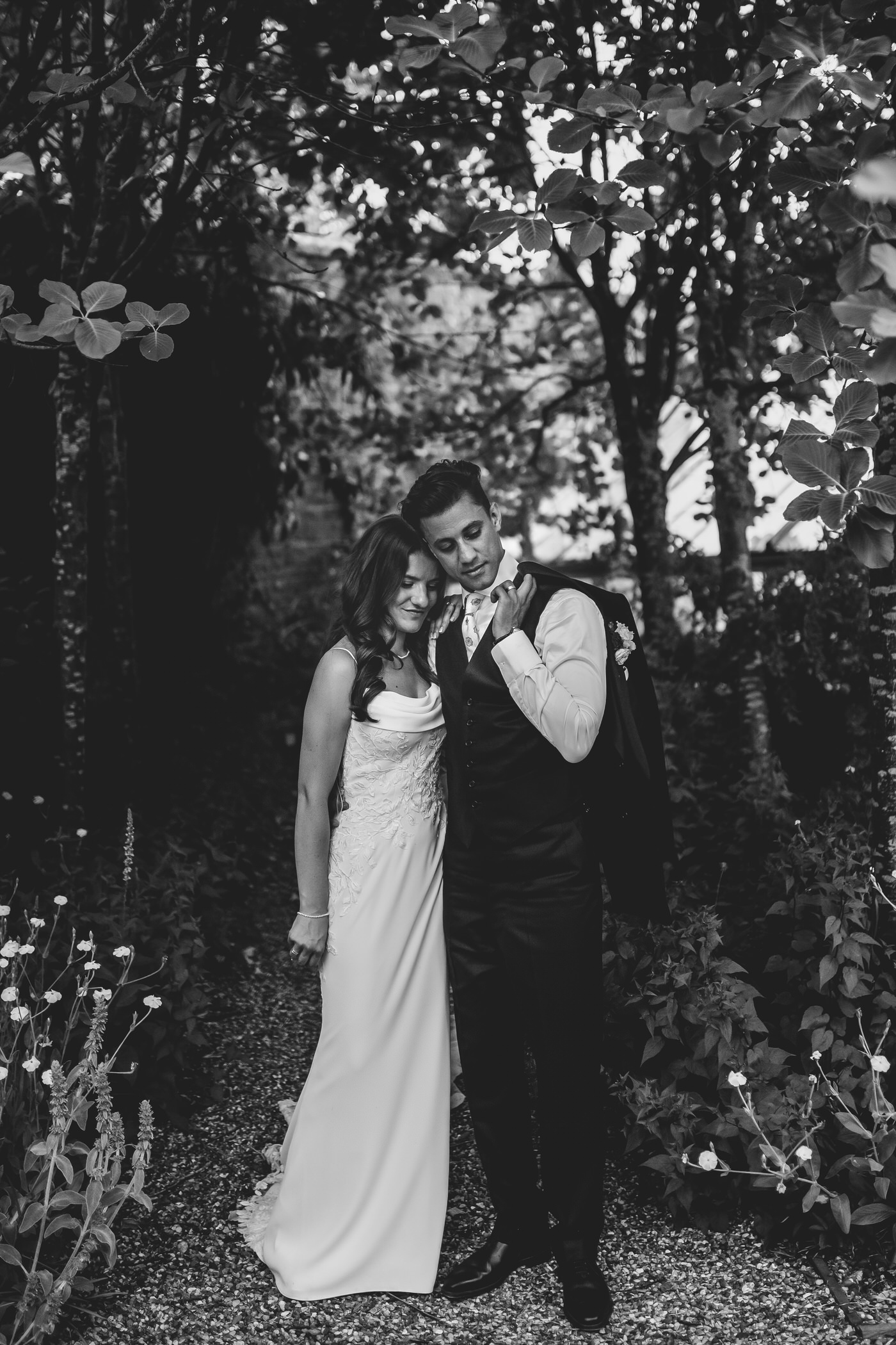 braxted park wedding couple portraits black and white 