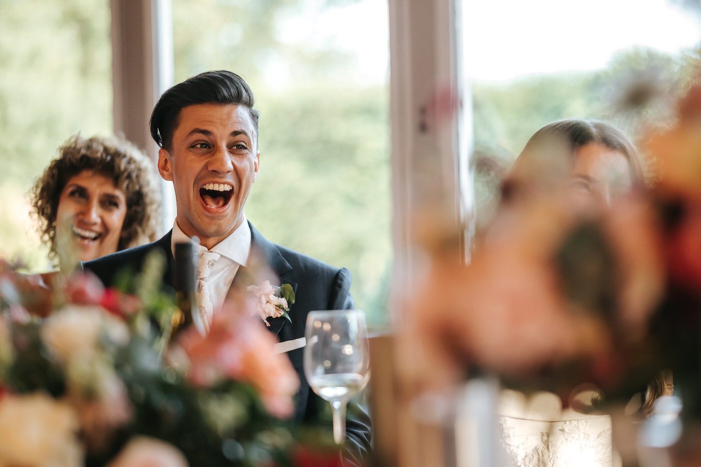 braxted park wedding speech groom laughing