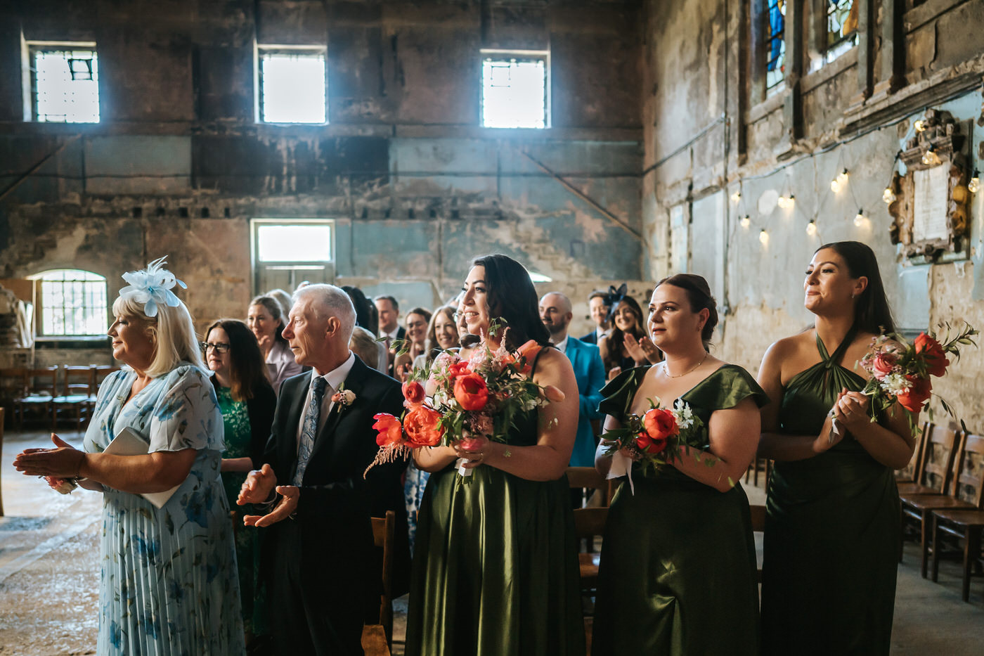 asylum chapel wedding guests clapping