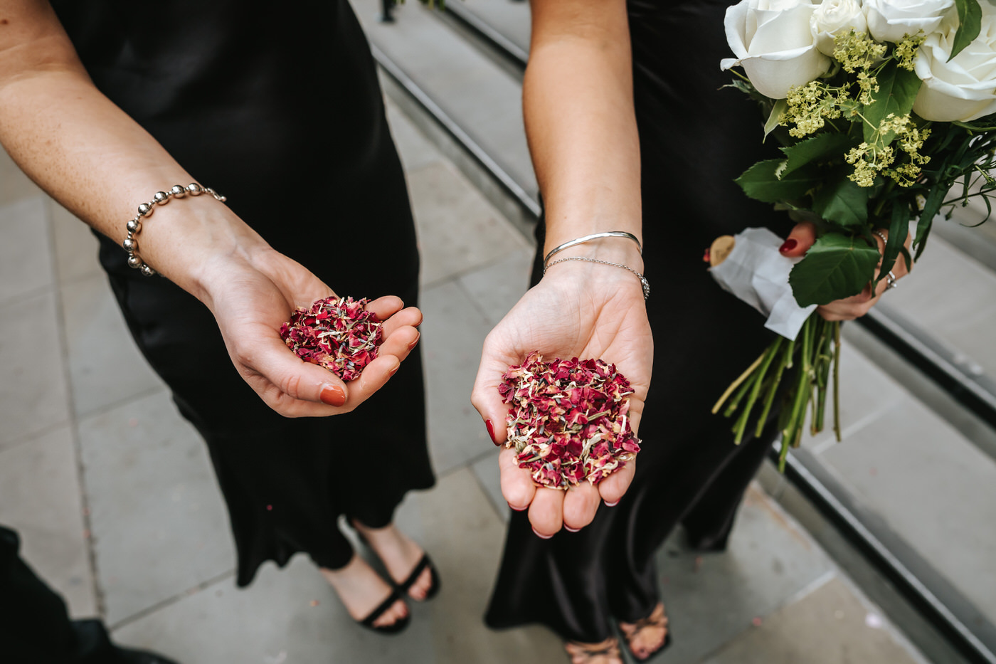 Camden Town Hall wedding wedding guests holding confetti
