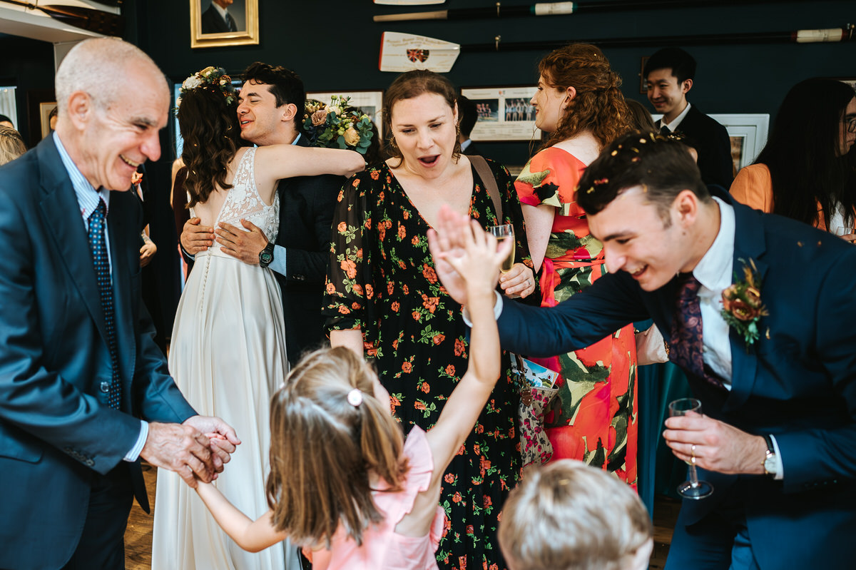london rowing club wedding reception gusts mingling
